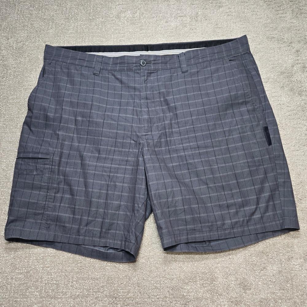 Greg Norman Tasso Elba Mens 46 Golf Shorts Grey Plaid Five Iron Tech Pocket 46B